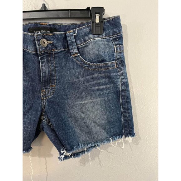 Calvin klein Jean Shorts Distressed Look Size 8 Raw Hem - Picture 3 of 7